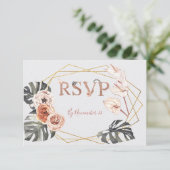 Terracota Tropische Bruiloft antwoord kaarten RSVP (Staand voorkant)