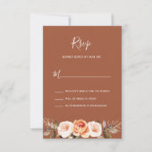 Terracott Boho Floral Wedding RSVP Kaartje (Voorkant)