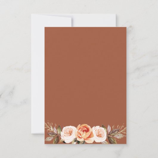 Terracott Boho Floral Wedding RSVP Kaartje (Achterkant)