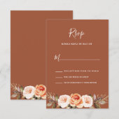 Terracott Boho Floral Wedding RSVP Kaartje (Voorkant / Achterkant)