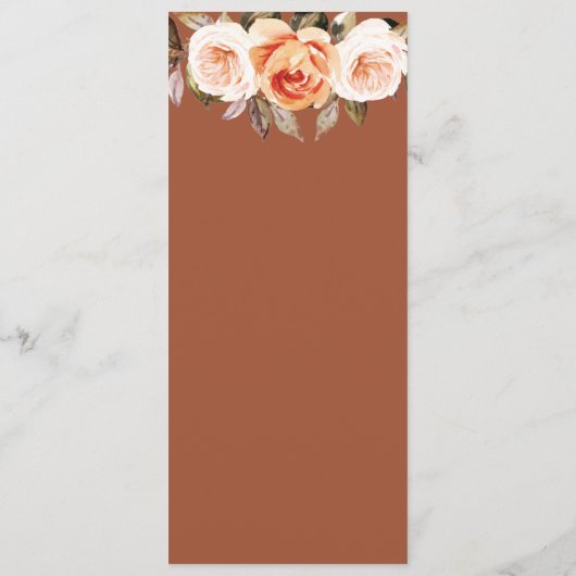 Terracott Boho Herfst Floral Wedding Menu (Achterkant)