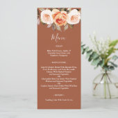 Terracott Boho Herfst Floral Wedding Menu (Staand voorkant)