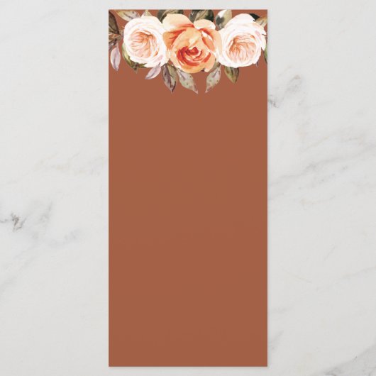 Terracott Boho Herfst Floral Wedding Menu (Achterkant)