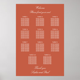 Terracotta 11 Tafel Trouwstoelindeling Poster