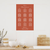 Terracotta 12 Table Wedding Seating Chart Poster (Keuken)