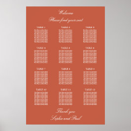 Terracotta 12 Tafel Trouwstoelindeling Poster