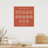 Terracotta 13 Tafel Trouwstoelindeling Poster (Keuken)