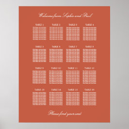 Terracotta 16 Tafel Trouwstoelindeling Poster