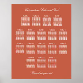 Terracotta 17 Tafel Trouwstoelindeling Poster