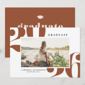 Terracotta 2025 Krachtige typografie Foto Afstuder Aankondiging (Voorkant / Achterkant)