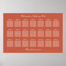 Terracotta 21 Tafel Trouwstoelindeling Poster