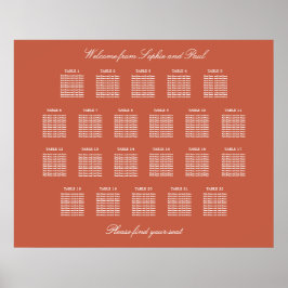 Terracotta 22 Tafel Trouwstoelindeling Poster