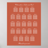 Terracotta 23 Table Wedding Seating Chart Poster (Voorkant)