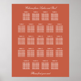 Terracotta 23 Tafel Trouwstoelindeling Poster