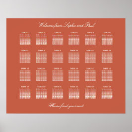 Terracotta 24 Tafel Trouwstoelindeling Poster