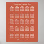 Terracotta 25 Table Wedding Seating Chart Poster (Voorkant)