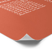 Terracotta 25 Table Wedding Seating Chart Poster (Hoek)