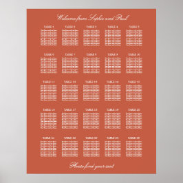 Terracotta 25 Tafel Trouwstoelindeling Poster