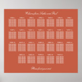 Terracotta 26 Table Wedding Seating Chart Poster (Voorkant)