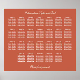 Terracotta 26 Tafel Trouwstoelindeling Poster