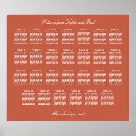 Terracotta 27 Tafel Trouwstoelindeling Poster