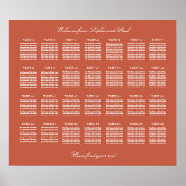 Terracotta 28 Tafel Trouwstoelindeling Poster