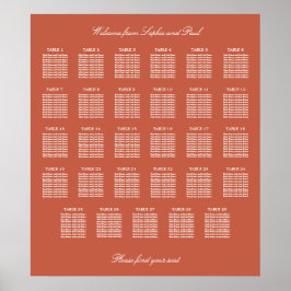 Terracotta 29 Tafel Trouwstoelindeling Poster