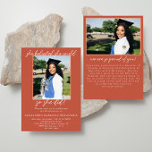 Terracotta 2 Photo Script Graduation Announcement  Kaart