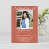 Terracotta 2 Photo Script Graduation Announcement Kaart (Staand voorkant)