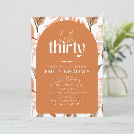 Terracotta 30e verjaardag Boho viering Kaart (Staand voorkant)
