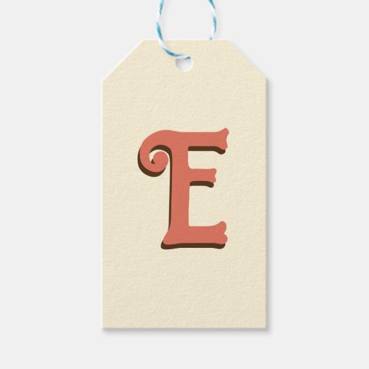 Terracotta 3D Modern Initiaal Letter | Ivoorcrème Cadeaulabel (Voorkant)