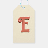 Terracotta 3D Modern Initiaal Letter | Ivoorcrème Cadeaulabel (Achterkant)