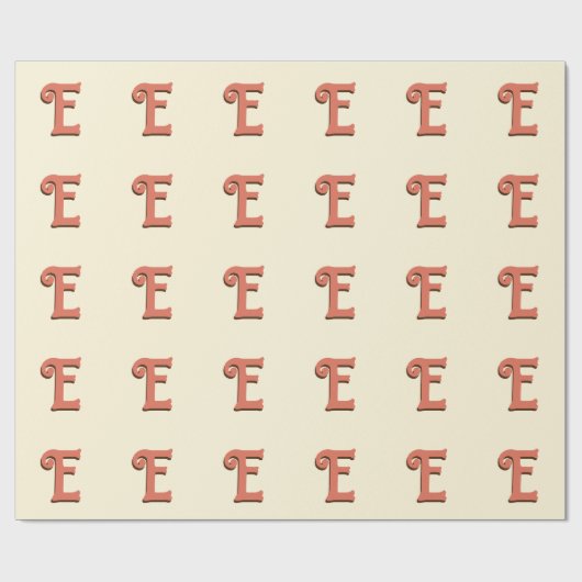 Terracotta 3D Modern Initiaal Letter | Ivoorcrème Cadeaupapier (Vlak)