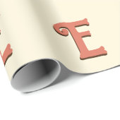 Terracotta 3D Modern Initiaal Letter | Ivoorcrème Cadeaupapier (Rol Hoek)