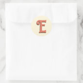 Terracotta 3D Modern Initiaal Letter | Ivoorcrème Ronde Sticker (Tas)