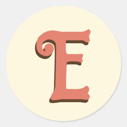 Terracotta 3D Modern Initiaal Letter | Ivoorcrème Ronde Sticker (Voorkant)