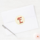 Terracotta 3D Modern Initiaal Letter | Ivoorcrème Ronde Sticker (Envelop)