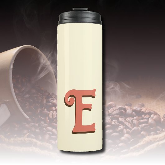 Terracotta 3D Modern Initiaal Letter | Ivoorcrème Thermosbeker