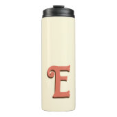 Terracotta 3D Modern Initiaal Letter | Ivoorcrème Thermosbeker (Voorkant)