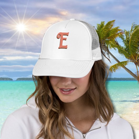 Terracotta 3D Modern Initiaal Letter | Ivoorcrème Trucker Pet