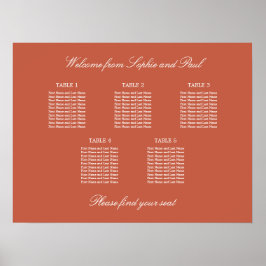 Terracotta 5 Tafel Trouwstoelindeling Poster