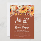 Terracotta 60e verjaardag herfst bloemen kaart (Voorkant)