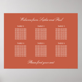 Terracotta 6 Tafel Trouwstoelindeling Poster