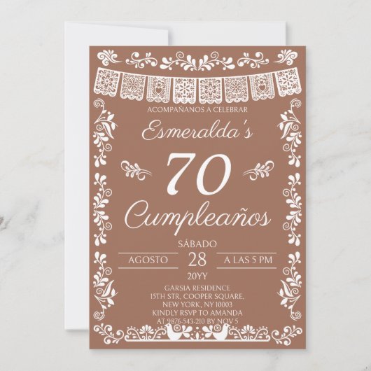 Terracotta 70 Verjaardag Verjaardagsfeestje Kaart (Voorkant)