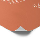 Terracotta 7 Tables Simple Wedding Seating Chart Poster (Hoek)