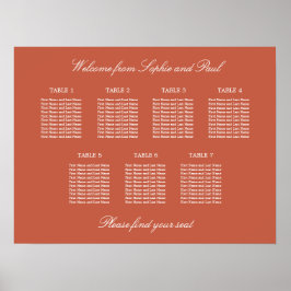 Terracotta 7 Tafel Trouw Stoelen Plattegrond Poste Poster