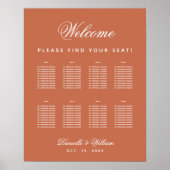 Terracotta 8 Table Simple Wedding Seating Chart Poster (Voorkant)