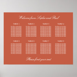 Terracotta 8 Tafel Trouwstoelindeling Poster