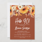 Terracotta 90e Verjaardag Herfst Bloemen Kaart (Voorkant)