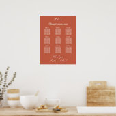 Terracotta 9 Tafel Trouwstoelindeling Poster (Keuken)